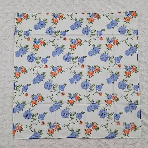 Lemlem Blue and Red Floral Purse Scarf 22.5" - Picture 2 of 3